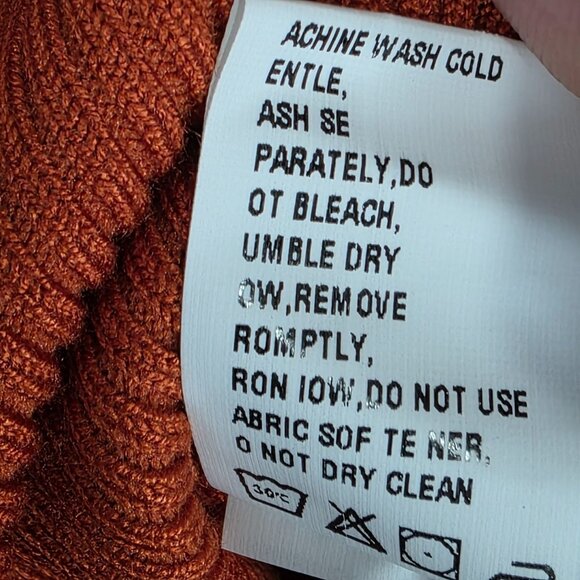 Womens Pretty Guide Rust Orange Ribbed Knit Bodycon Midi Dress Long Sleeve M - Picture 7 of 10